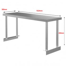 1524 x 760mm Stainless Steel Bench + Single Tier Overshelf